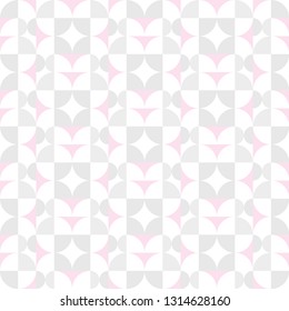 Seamless geometric pattern Scandinavian abstraction on white background pink gray shapes hemisphere print on paper vector