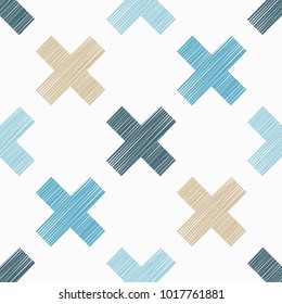 Seamless geometric pattern. Scribble texture. Bright colors and simple shapes. Trendy seamless pattern design 