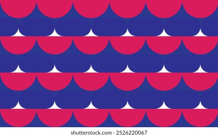 Combinação contínua de semicírculo de padrão geométrico de azul e vermelho escuro. Perfeito para impressão, design e têxteis
