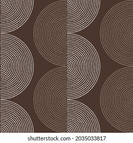 Seamless geometric pattern. Semicircles. Brown background.