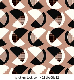 Seamless geometric pattern. Semicircles. Brown background.