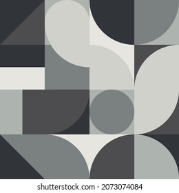 Seamless geometric pattern. Semicircles, triangles, squares. Diagonal.				