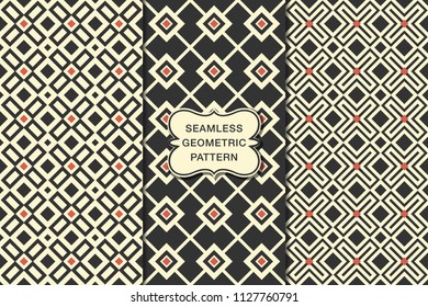 Seamless geometric pattern set, abstract decorative shapes, geometric seamless pattern, minimalistic style