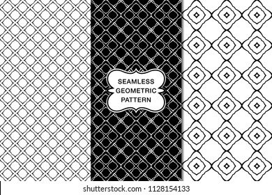 Seamless geometric pattern set, abstract decorative shapes, geometric seamless pattern, minimalistic style
