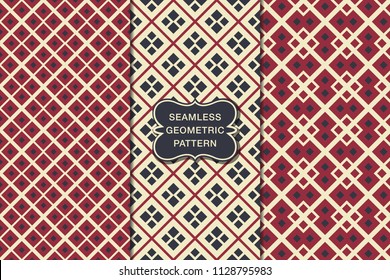 Seamless geometric pattern set, abstract decorative shapes, geometric seamless pattern, minimalistic style