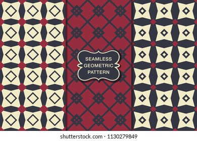 Seamless geometric pattern set, abstract decorative shapes, vector illustration, minimalistic style