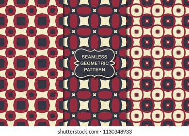 Seamless geometric pattern set, abstract decorative shapes, vector illustration, minimalistic style