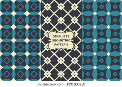 Seamless geometric pattern set, abstract decorative shapes, vector illustration, minimalistic style