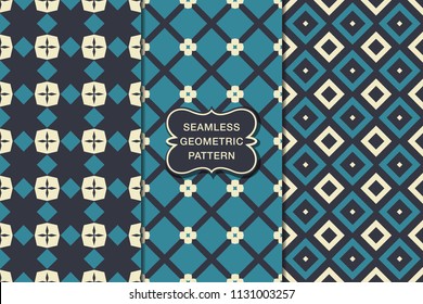 Seamless geometric pattern set, abstract decorative shapes, vector illustration, minimalistic style