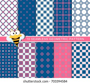 Seamless geometric pattern set, abstract decorative shapes with square and rectangle, unique abstract shapes, minimalistic style.