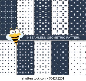 Seamless geometric pattern set, abstract decorative shapes with square and rhombus, unique abstract shapes, minimalistic style.