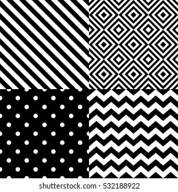 Seamless Geometric Pattern Set In Black And White