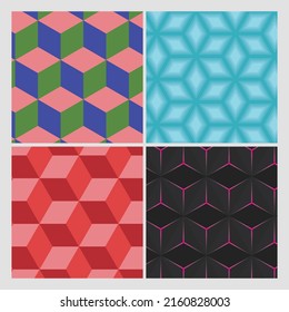 Seamless geometric pattern set. Repeating abstract background.