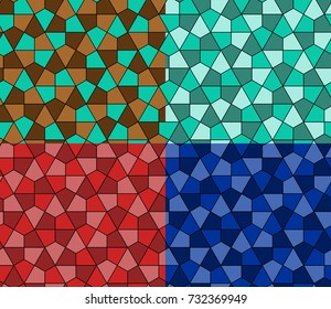 Seamless geometric pattern set simple flat vector illustration. Lined geometric color seamless pattern.