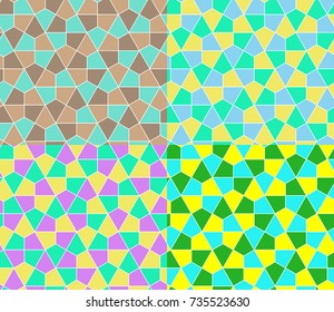 Seamless geometric pattern set simple flat vector illustration. Lined geometric color seamless pattern.