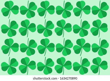 Seamless Geometric Pattern of Shamrocks in Shades of Green