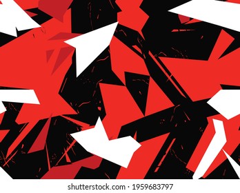 Seamless geometric pattern of shapes. Abstract camo. Racing background. Vinyl print and decal. Vector illustration