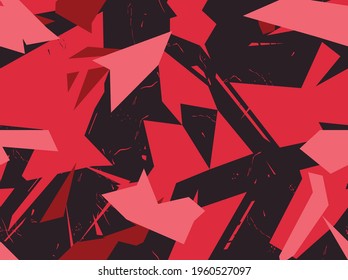 Seamless geometric pattern of shapes. Abstract camo. Racing background. Vinyl print and decal. Vector illustration
