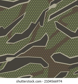 Seamless geometric pattern of shapes. Abstract camo. Print on vinyl and clothing. Vector illustration