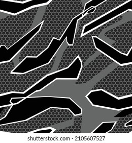 Seamless geometric pattern of shapes. Abstract camo. Print on vinyl and clothing. Vector illustration