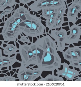 Seamless geometric pattern of shapes. Abstract camo with a grid. Modern print on fabric and clothing. Military texture. Vector