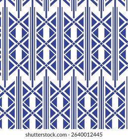 seamless geometric pattern with geometric shapes, band consists of solid vertical lines, while the other type is made up of intersecting diagonal lines that form X-shapes and triangles