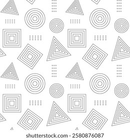 Seamless geometric pattern with shapes line 