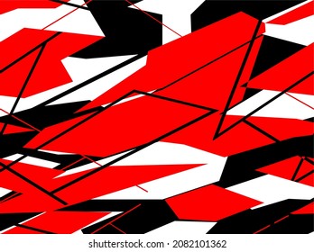 Seamless geometric pattern of shapes and lines on a dark background. Modern camo. Racing background. Printed on fabric, vinyl and decal. Vector