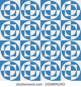 Seamless geometric pattern with shapes and squares. Abstract background. Background for music album, poster, card, advertisement. Vector illustration. Blue