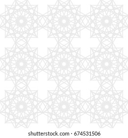 Seamless geometric pattern in silver and white colors. Intricate abstract background. Vector pattern for web design