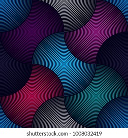 Patrón geométrico sin foco. Impresión geométrica simple de tela de moda. Vector de textura de mosaico extensible. Los círculos superpuestos son un tema candente. Usable para tela, papel pintado, envoltura, web e impresión.