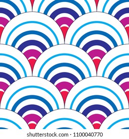 Seamless geometric pattern. Geometric simple fashion fabric print. Vector repeating tile texture. Roof tiling or fish squama shapes motif.