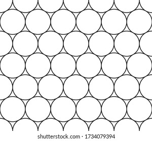 Seamless geometric pattern. Geometric simple fashion fabric print. Vector repeating circles tile texture. Single color, black and white. Usable for fabric, wallpaper