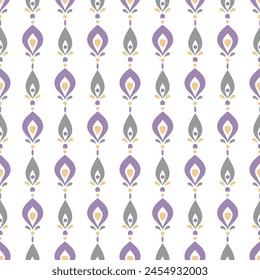 Seamless geometric pattern. Simple fashion textile print. Vector repeating tile texture. Rhombus fish shape motif. Colorful backdrop for fabric, wallpaper, wrapping