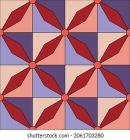 Patrón geométrico sin soldadura, huella geométrica simple con cuadrados, círculos y rombos