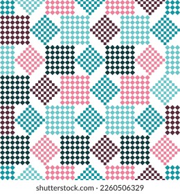 Seamless geometric pattern, simple lines and shapes. Rainbow gingham plaid.