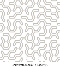 Seamless geometric pattern. Geometric simple print with hexagonal elements. Vector repeating texture. Modern hipster swatch. Minimalistic repeating background.