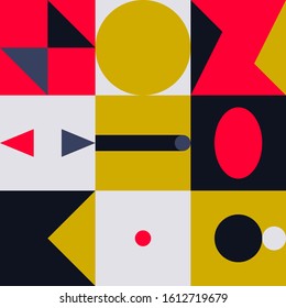 Seamless geometric pattern with simple repetitive geometrical forms. Abstract vector graphics design of basic geometrical elements. Useful for web design, textile print, wallpaper, wrapping paper.