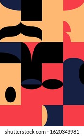 Seamless geometric pattern with simple repetitive geometrical forms. Abstract vector graphics design of basic geometrical elements. Useful for web design, textile print, wallpaper, wrapping paper.