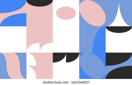 Seamless geometric pattern with simple repetitive geometrical forms. Abstract vector graphics design of basic geometrical elements. Useful for web design, textile print, wallpaper, wrapping paper.