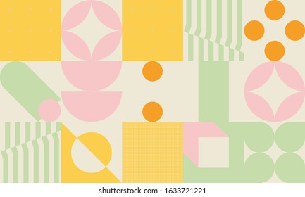 Seamless geometric pattern with simple repetitive geometrical forms. Abstract vector graphics design of basic geometrical elements. Useful for web design, textile print, wallpaper, wrapping paper.