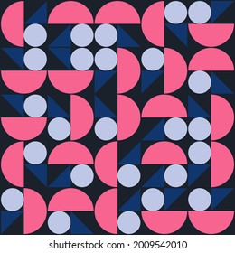 Seamless geometric pattern with simple repetitive geometrical forms. Abstract vector graphics design of basic geometrical elements. Useful for web design, textile print, wallpaper, wrapping paper.