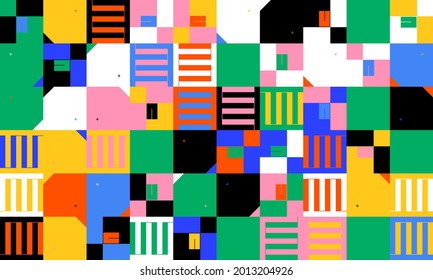 Seamless geometric pattern with simple repetitive geometrical forms. Abstract vector graphics design of basic geometrical elements. Useful for web design, textile print, wallpaper, wrapping paper.