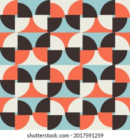 Seamless geometric pattern with simple repetitive geometrical forms. Abstract vector graphics design of basic geometrical elements. Useful for web design, textile print, wallpaper, wrapping paper.