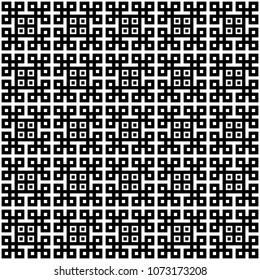 Seamless geometric pattern of simple shapes in black on white background