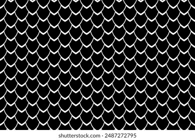 Patrón geométrico sin fisuras, pez serpiente, sirena, escamas de dragón. Textura abstracta mínima en color blanco y negro, fondo de Vector animal para su diseño, cubierta y Fondo de pantalla 