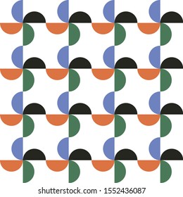 Seamless geometric pattern from spheres of semicircles and tegons. Vector.