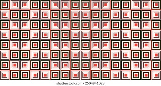 Seamless geometric pattern of square cells. red, pink and black. Raster illustration. for design, wallpaper, printing