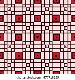 seamless geometric pattern of square cells. red and rose color. vector illustration. for design, wallpaper, printing