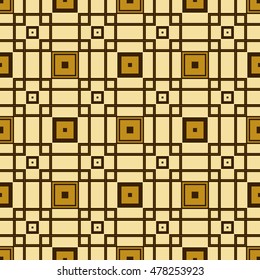 seamless geometric pattern of square cells. yellow, gold. vector illustration. for design, wallpaper, printing